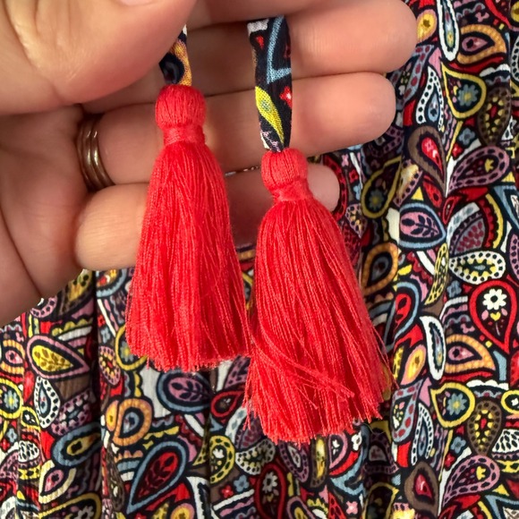 BODEN CRINKLE TAPERED TROUSERS TASSEL DRAWSTRING PAISLEY PRINT US 10 - Picture 3 of 12